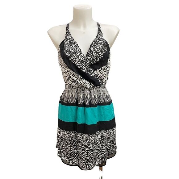 VIX PAULA HERMANNY SILK HALTER MINI DRESS Aztec Print lined size XS - Picture 1 of 8